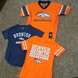 NFL Denver Bronco Team apparel set of 2 shirts jersey girls size 8 orange grey